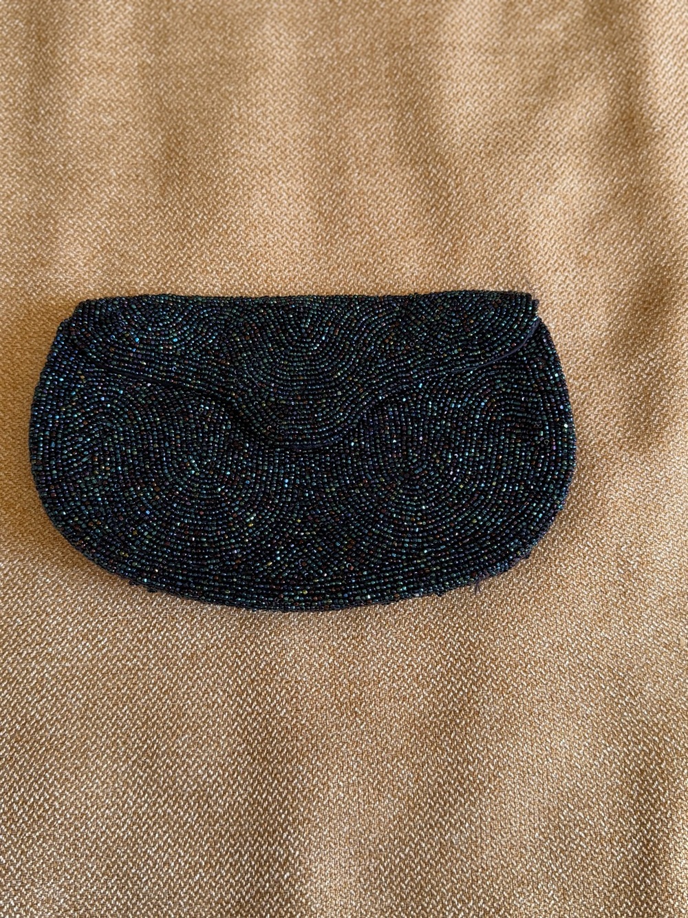 Vintage Navy Blue / Black Beaded Clutch Evening Bag Walborg Purse